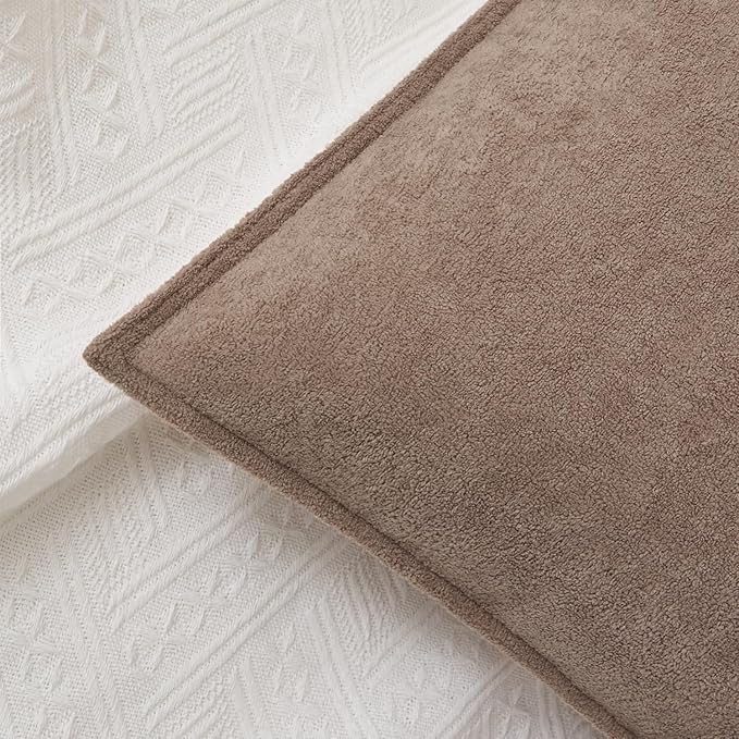 Kevin Textile 12x24 Inch Lumbar Pillow Cover 1 Pack Soft Boucle Textured Decorative Waterproof Rectangle Cushion Elegant Accent Pillow for Couch Sofa Chair Bed Home Decor Indoor Outdoor Taupe