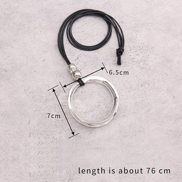 Leather Necklace for Women Boho Choker Necklace Long Cord Leather Pendant Bohemian Neckalce Vintage Alloy Pendant Leather Rope Necklace Wooden Necklaces for Women