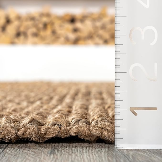 Nuloom Ashli Hand Woven, Natural, 7'6" x 9'6", Farmhouse, Jute, Soft and Textured, High Traffic, Stain Resistant, Easy Clean, Durable Area Rug for Bedroom, Living Room, Dining, Den, Foyer, Entryway
