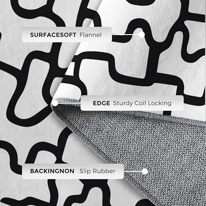 Abstract Geometric Rugs for Entryway, 2x3 ft, Black White Labyrinth Area Rugs for Bedroom Kitchen Entrance, Soft Non Slip Washable Modern Abstract Indoor Door Mat Home Decorations Dt-Ghf-31