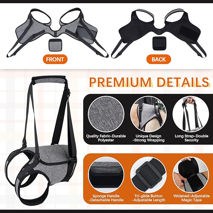 ROZKITCH Dog Lift Harness, Pet Rear Support Aid Veterinarian Approved Sling for Old K9 Help with Poor Stability, Back Leg Hip Disabled Joint Injury Elderly Arthritis ACL Rehabilitation Rehab Grey M