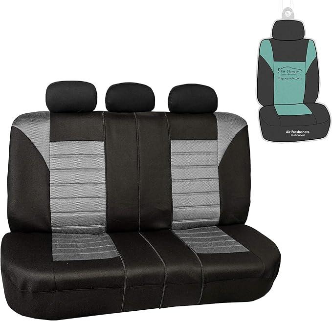 FH Group Car Seat Cover for Back Seat Premium 3D Air Mesh Gray Seat Cover Universal Fit Rear Seat Cover Split Bench Car Seat Protector for Dogs and Kids, Car Interior Accessories for SUV Sedan Van