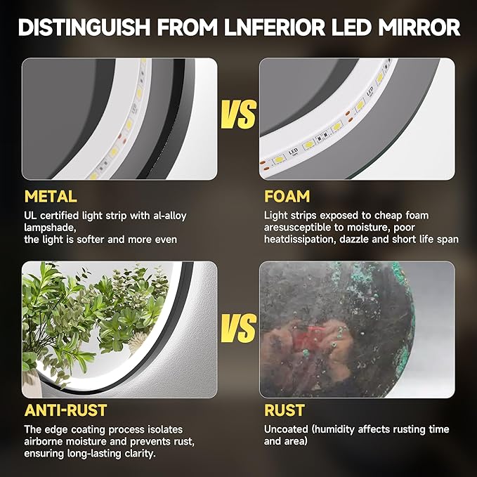 Hasipu Irregular Bathroom Mirror with Lights - 20"x35" LED Asymmetrical Wall Mirror, Abstract Modern Lighted Vanity Mirror for Wall, Anit-Fog, Dimmable, Memory, Vertical/Horizontal (Black