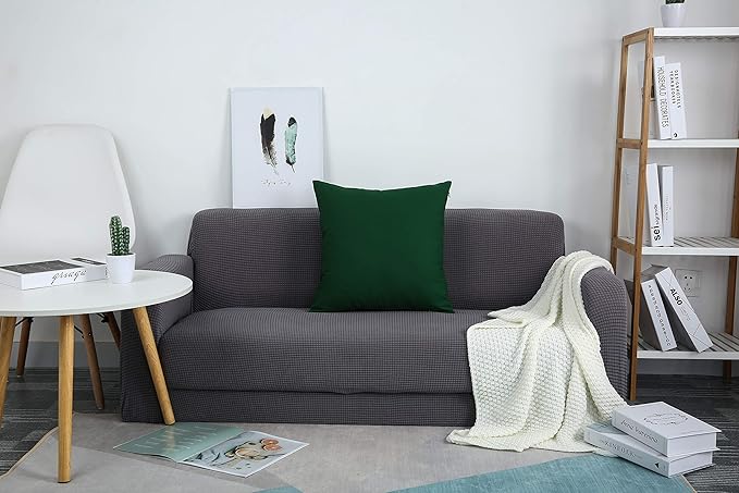 TangDepot Handmade Decorative Solid 100% Cotton Canvas Throw Pillow Covers/Cushion Covers, 45 Colors Available - (20" x20" , Deep Green, 2 Count (Pack of 1))