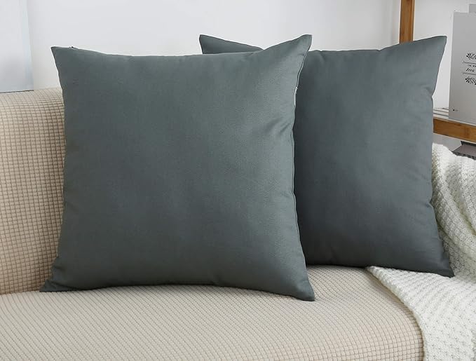 TangDepot Handmade Decorative Solid 100% Cotton Canvas Throw Pillow Covers/Pillow Shams, (24" x24" , Steel Grey, 1 Count (Pack of 1))