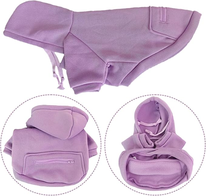 Jecikelon Pet Dog Cold Weather Coat with Pocket Winter Dog Hoodie Warm Puppy Clothes for Small Dogs Chihuahua Clothing (Purple, XX-Small)