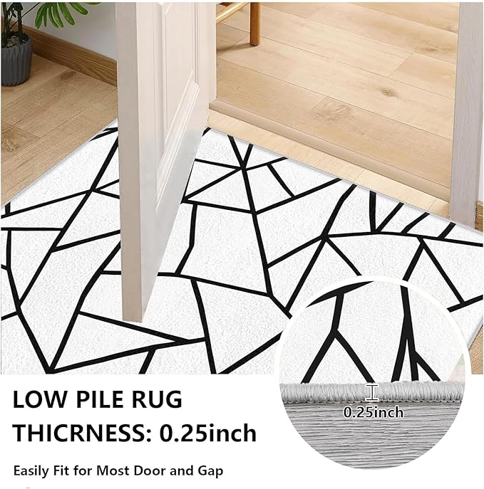 White and Black Rug - Black and White Rug, Geometric Area Rugs 3x5, Modern Abstract Rugs for Living Room Bedroom, Irregular Polygon Carpet Washable Non Slip Home Decor