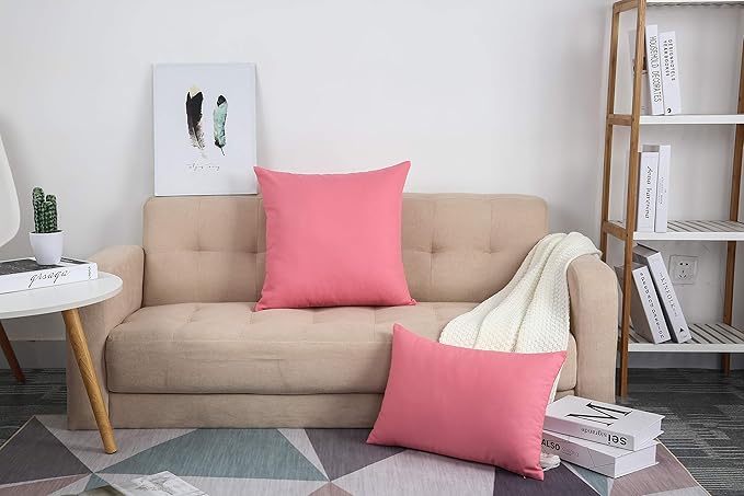 TangDepot Handmade Decorative Solid 100% Cotton Canvas Throw Pillow Covers/Pillow Shams, (28" x28" , Pink, 1 Count (Pack of 1))