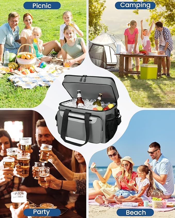 Cooler Bag for Camping, Portable Waterproof Cooler Bags, 32L Insulated Lunch Bag for Picnic, Beach, Trip