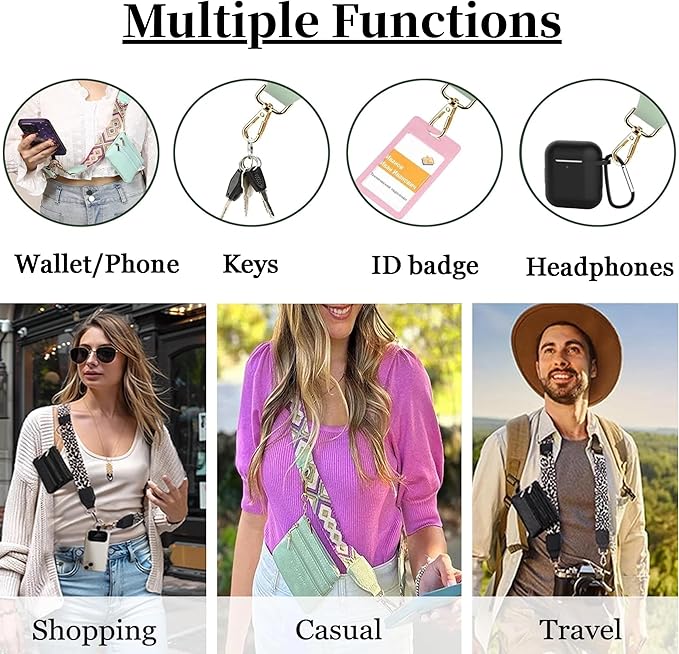 Crossbody Body Phone Holder for Women, New Phone Strap with Zippered Pouch, Adjustable Crossbody Strap (Brown)