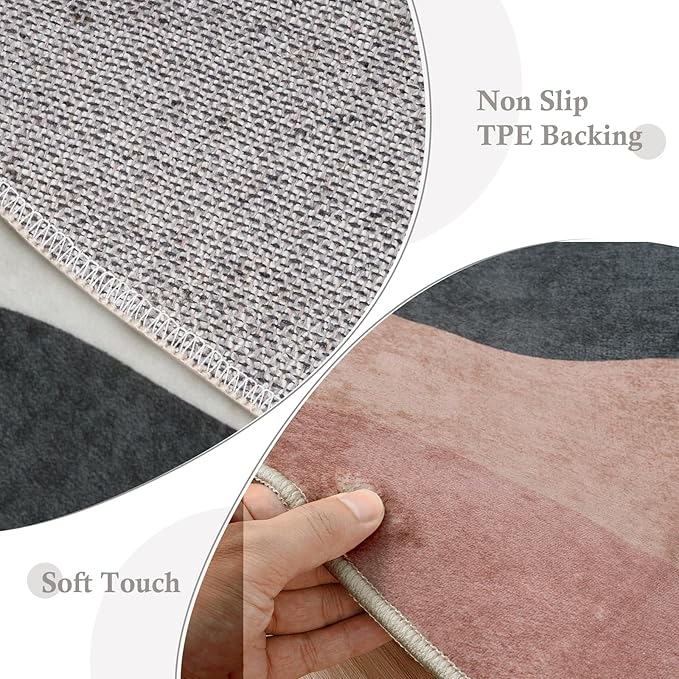 6ft Abstract Rugs for Living Room,Soft Non-Slip Washable Large Round Rug,Chic Faux Wool Mountain Low-Pile Carpets for Kidsroom/Nursery/Bedroom/Porch(Grey)