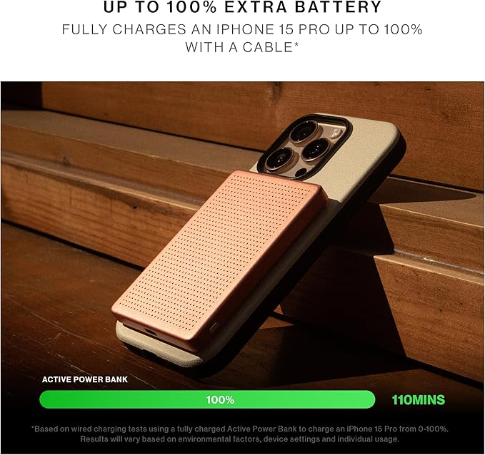 Native Union Active Power Bank | Magnetic - MagSafe Compatible 5000mAh 15W Portable Charger - USB-C Cable Included - Compatible with iPhone Air, 17, 17 Pro Max, AirPods Pro 3 & More (Sandstone)