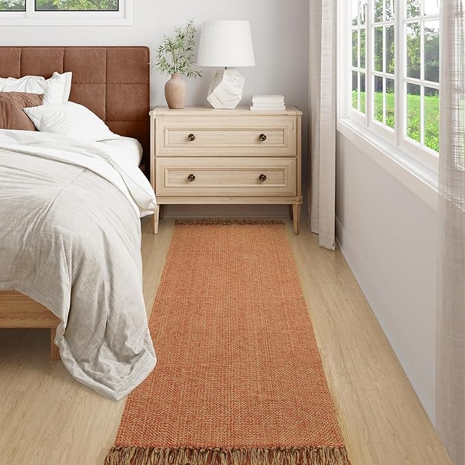 Collive Long Hallway Rug, 2.6' x 7', Washable Indoor Entryway Rug, Terracotta Braided Woven Rugs, Low-Profile Floor Carpet for Laundry Room, Bedroom