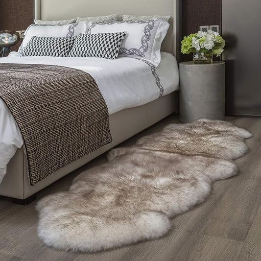 WaySoft New Zealand Sheepskin Area Rug – Genuine Fluffy Wool, Multiple Sizes, Bedroom or Living Room Decor(2ft x 6ft,Wolftip)