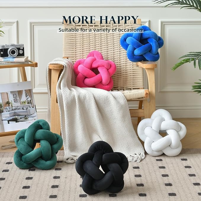 Star Shaped Knotted Pillow Soft Plush Throw Pillow Nordic Style Knot Room Decor for Home Office Sofa Couch Bed (White 12.59 in)