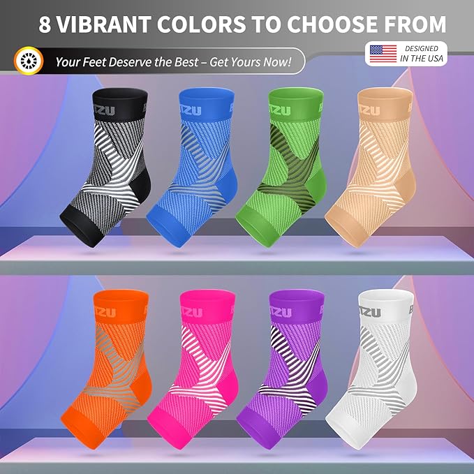 BLITZU Compression Socks for Plantar Fasciitis, Achilles Tendonitis, Arthritis Relief, Ankle Brace Compression Sleeve with Foot Arch Support, Ankle Wrap for Women, Men, Swelling & Heel Pain Nude XXL