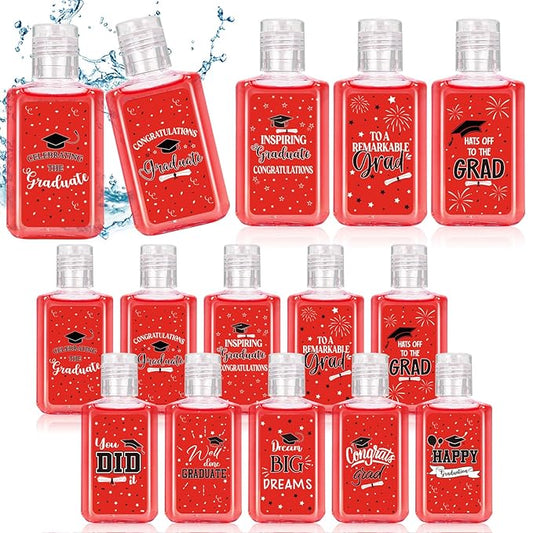 50 Pcs Mini Hand Sanitizer Bulk Bible Verse Hand Sanitizer Religious Inspirational Favors 1fl oz Travel Size Hand Soap Gift for Party Favors (Graduation, Red)