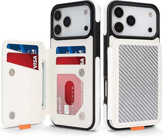 GUERNICA for iPhone 17 Pro (6.3") Case Wallet with Card Holder, RFID Blocking Leather Protection, Shockproof Women Men Phone Case for Apple 17 Pro, A - Silver White
