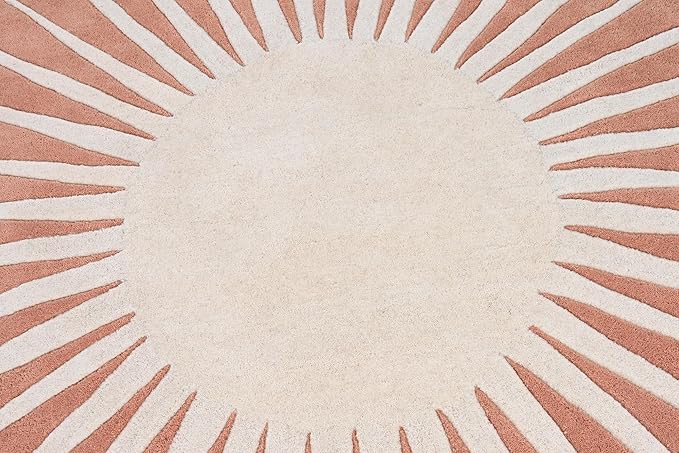 Modern Round Area Rug – Hand-Tufted with 100% NZ Wool, Thick & Soft Circular Carpet for Living Room, Bedroom & Dining Room Decor (Soft Pink, 5' Round)