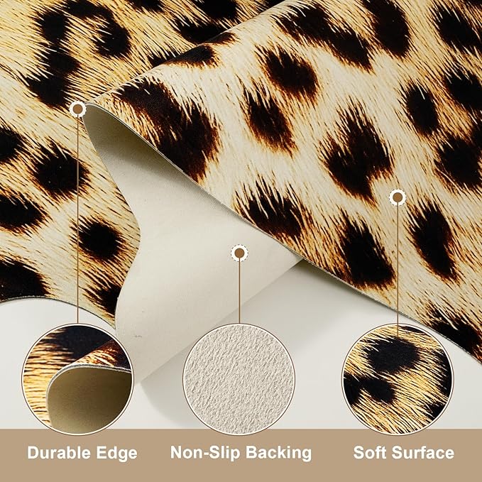 AROGAN Premium Leopard Print Rug 5.2x6.2 Feet, Faux Fur Cheetah Rug, Non-Slip Animal Print Hide Leopard Skin Area Rug for Bedroom Living Room Home Decor