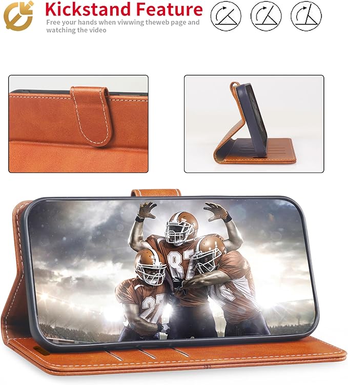 CIVICASE for iPhone 17 Wallet Case,PU Leather Flip Case RFID Blocking Credit Card Holder Folio Magnetic Stand TPU Shockproof Cover Compatible with iPhone 17, Brown