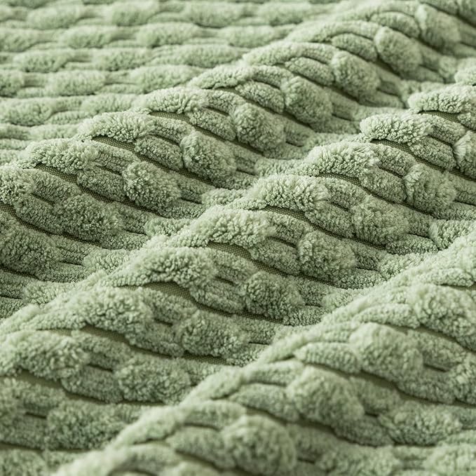 Kevin Textile 2 Packs Spring Decorative Throw Pillow Covers 20x20 Inch for Living Room Couch Bed Sofa Soft Striped Corduroy Square Cushion Case 50x50 cm Farmhouse Boho Home Decor Sage Green