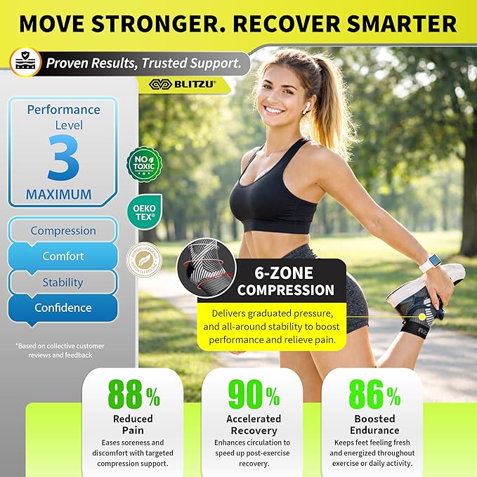 Compression Socks for Plantar Fasciitis, Achilles Tendonitis, Arthritis Relief, Ankle Brace Compression Sleeve with Foot Arch Support, Ankle Wrap for Women, Men, Swelling & Heel Pain Black L-XL
