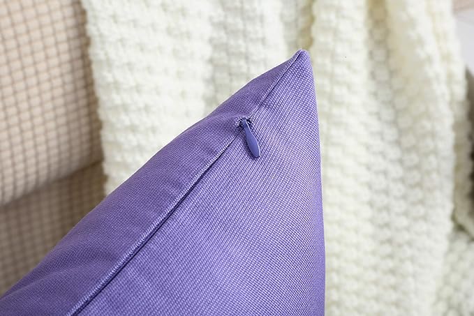TangDepot Handmade Decorative Solid 100% Cotton Canvas Throw Pillow Covers /Pillow Shams, (18" x18" , Violet, 1 Count (Pack of 1))