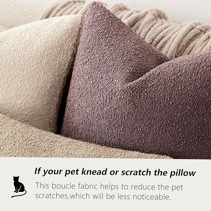 Foindtower Decorative Textured Boucle Throw Pillow Covers Accent Solid Lumbar Pillow Cases Neutral Soft Cozy Couch Cushion Case for Chair Sofa Bedroom Living Room Home Decor 12x20 Inch,1PC,Dark Purple