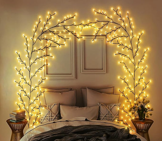 160 LED Plug In Vines Lights Room Decor with Remote, 8 Modes and Timer, Indoor Home Plants Flowers Tree Willow Lights, Artificial Tree for Walls Bedroom Living Room Kitchen Coffee Shop Decor（Black）
