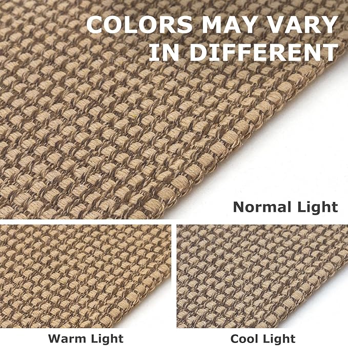 IOHOUZE Washable Runner Rug 3x10 Non Slip Rubber Backed Long Hallway Runner Entryway Runner Indoor, Kitchen Rugs Woven Cotton Floor Carpet for Hall Entrance, Orange/Tan/Brown
