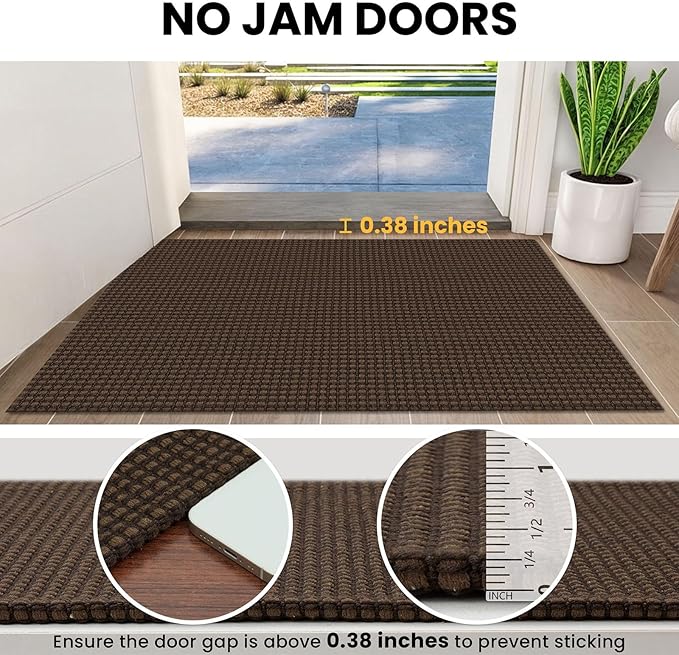 IOHOUZE Washable Runner Rug 3x10 Non Slip Rubber Backed Long Hallway Runner Entryway Runner Indoor, Kitchen Rugs Woven Cotton Floor Carpet for Hall Entrance, Brown
