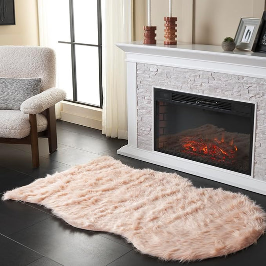 SAFAVIEH Faux Sheep Skin Collection 3' x 5' Light Pink FSS115U Silken Glam 2.35-inch Thick Area Rug