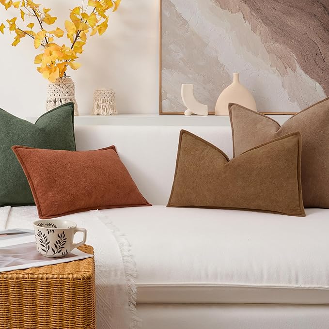 Kevin Textile Waterproof Decorative Pillow Covers Brown 18x18 Inch Pack of 2 Soft Boucle Textured Throw Pillowcases Elegant Accent Pillows for Couch Sofa Chair Bed Home Decor Indoor Outdoor