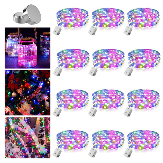 Merfino 10 Pack Fairy Lights - 20 LED, 7Ft Waterproof Copper Wire, 3 Speed Modes, Multicolor, Model ZLDC01#