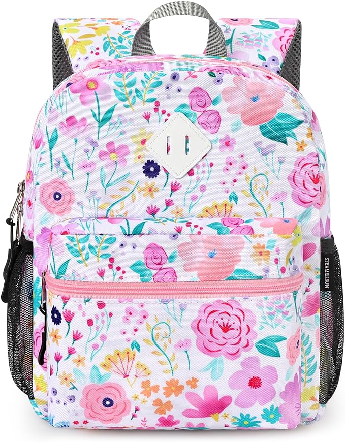 STEAMEDBUN Toddler Backpack for Boys 2-4,Flower Preschool Backpack for Baby Daycare,Mini