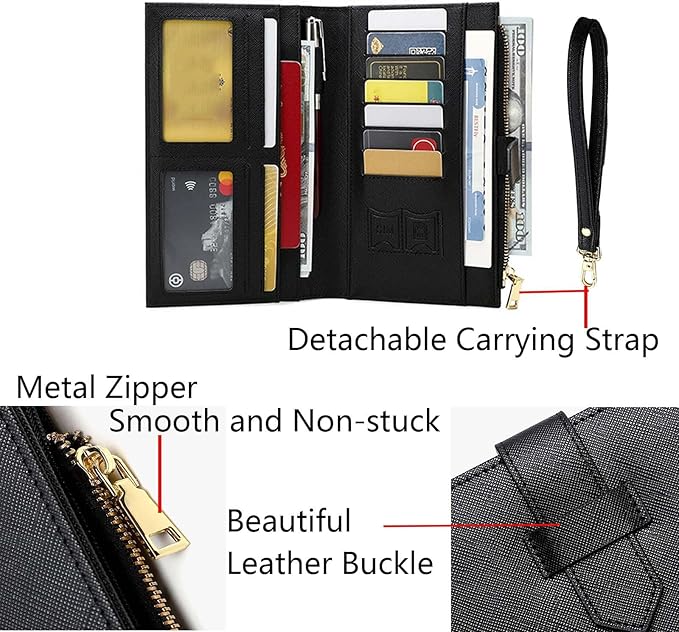 Waterproof Family Passport Organizer with RFID Blocking Genuine Leather Document Holder Card Slots Travel Wallet for Women Men Black (Red)
