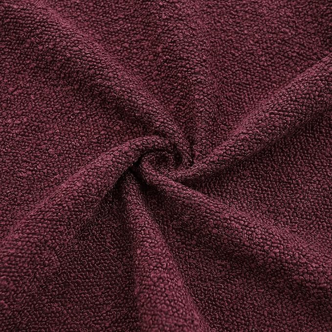 Boucle Decorative Throw Pillow Covers for Couch Set of 2, 16x16 inches, Burgundy