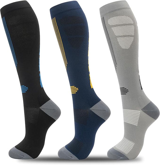 fenglaoda Compression Socks for Women Men 3 Pairs Graduated Compression Support Circulation Socks for Nurses