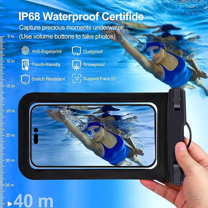 [Up to 8.3"] 6 Pack Multicolor Universal Waterproof Phone Pouch, Phone Waterproof Case Dry Bag (Protection Level: IP68) Outdoor for Apple iPhone,Samsung,and More(Black,Blue,Pink,Orange,Yellow,Green)