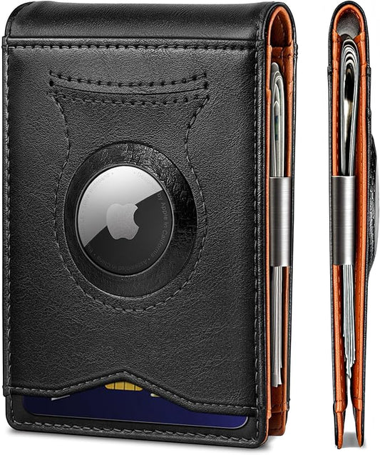 BULLIANT Men Wallet Airtag&Standard Use,Slim Front Pocket Wallet Money Clip for Gifg Men RFID Blocking 11Cards