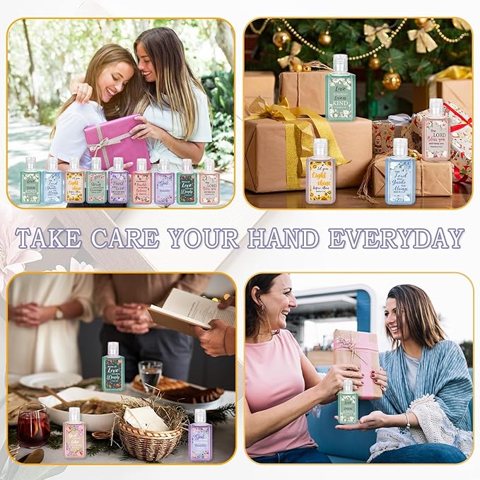 50 Pcs Christian Mini Hand Sanitizer Bulk Bible Verse Hand Sanitizer Religious Inspirational Favors 1fl oz Travel Size Hand Soap Gift for Pastor Church Prayer Christian Party Favors (Colorful Floral)
