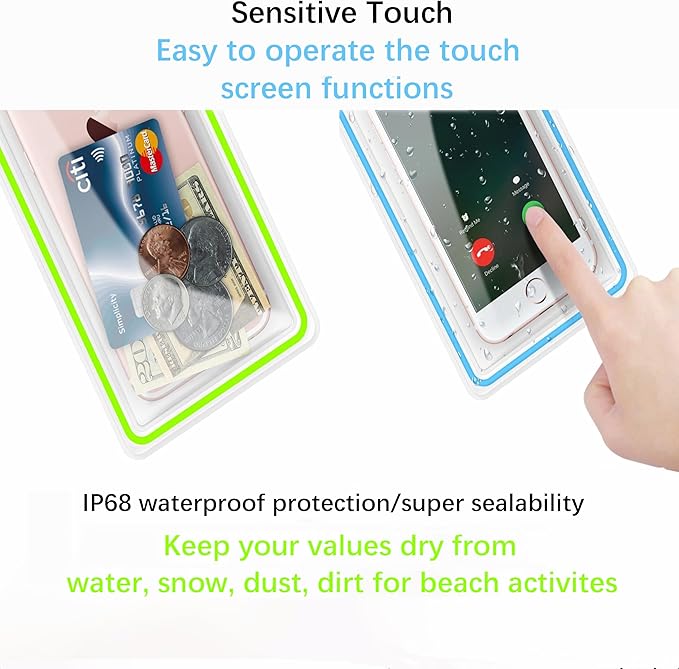 Universal Waterproof Phone Pouch, 4 Pack Waterproof Phone Case Dry Bag with Neck Strap Luminous Ornament for Water Games Protect iPhone 17 16 15 13 Pro Max Plus Galaxy S24 S23 Google Note up to 7.5"