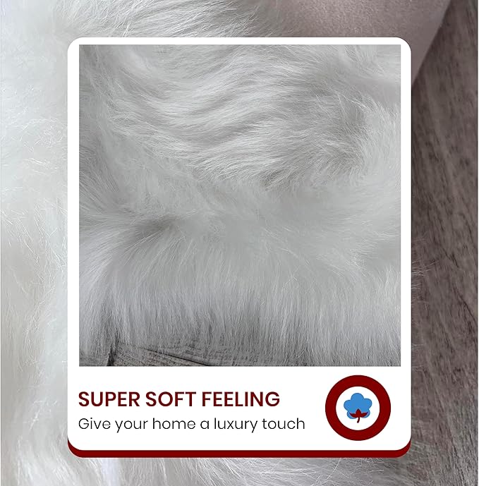 LAMBZY High Pile Super Soft Faux Sheepskin Rug (9'x12', White)