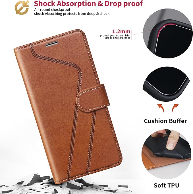 CIVICASE for iPhone 16 Plus Wallet Case,PU Leather Flip Case RFID Blocking Credit Card Holder Folio Magnetic Stand TPU Shockproof Cover Compatible with iPhone 16 Plus, Brown