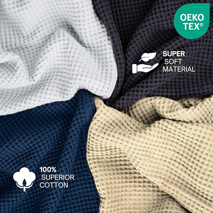 Organic Cotton Waffle Blanket King Size (104" x 90") – Lightweight, Breathable & Ultra-Soft All-Season Blanket for Adults, Teens & Toddlers – Perfect for Summer, Spring & Winter – Grey