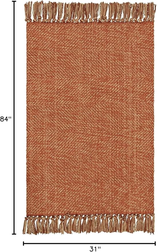 Collive Long Hallway Rug, 2.6' x 7', Washable Indoor Entryway Rug, Terracotta Braided Woven Rugs, Low-Profile Floor Carpet for Laundry Room, Bedroom
