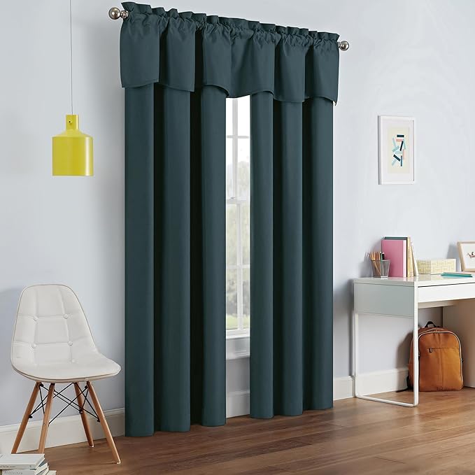 Eclipse Kendall Modern Blackout Thermal Rod Pocket Window Curtain, Insulating & Noise Reducing Curtains for Bedroom or Living Room (1 Panel), 84 in Long x 42 in Wide, Teal