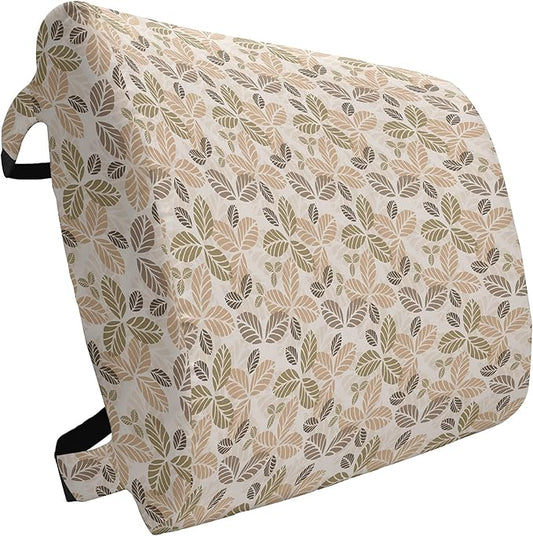 Ambesonne Leaf Lumbar Back Support Pillow, Floral Abstract Pattern Leaf Silhouettes in Retro Colors Gardening Plants, High Density Foam for Office Chairs Car Seats, 14" x 13", Army Green Tan Brown