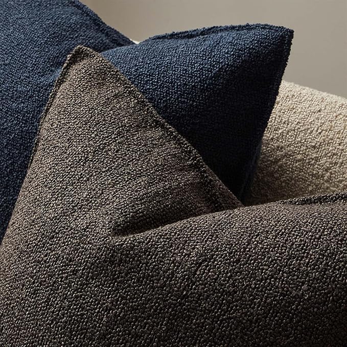 JUSPURBET 18x18 Pillow Covers Set of 2 Decorative Throw Pillow Covers Case for Couch Sofa Bed Soft Boucle Textured Cushion Covers with Hidden Zipper for Home Decor Living Room,Dark Coffee